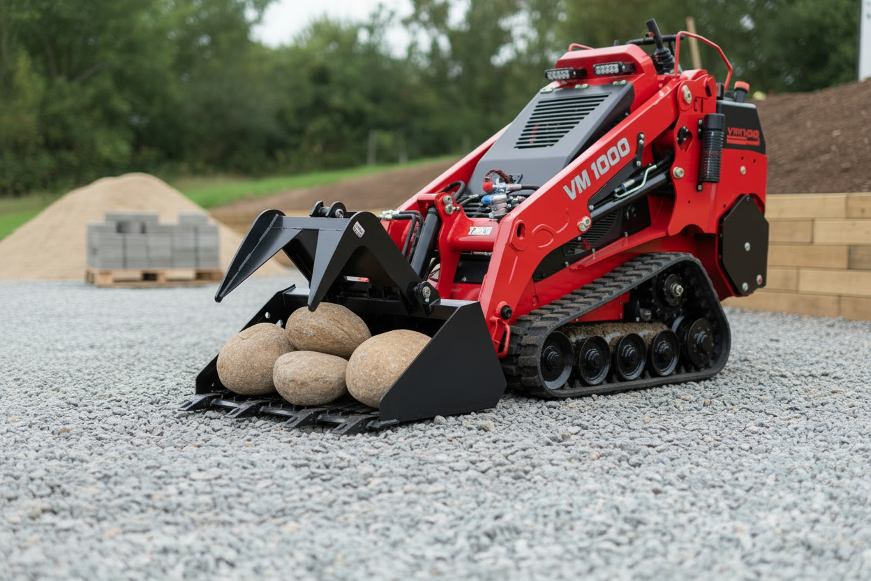 Rock Bucket With Grapple with 6-8 inch rocks